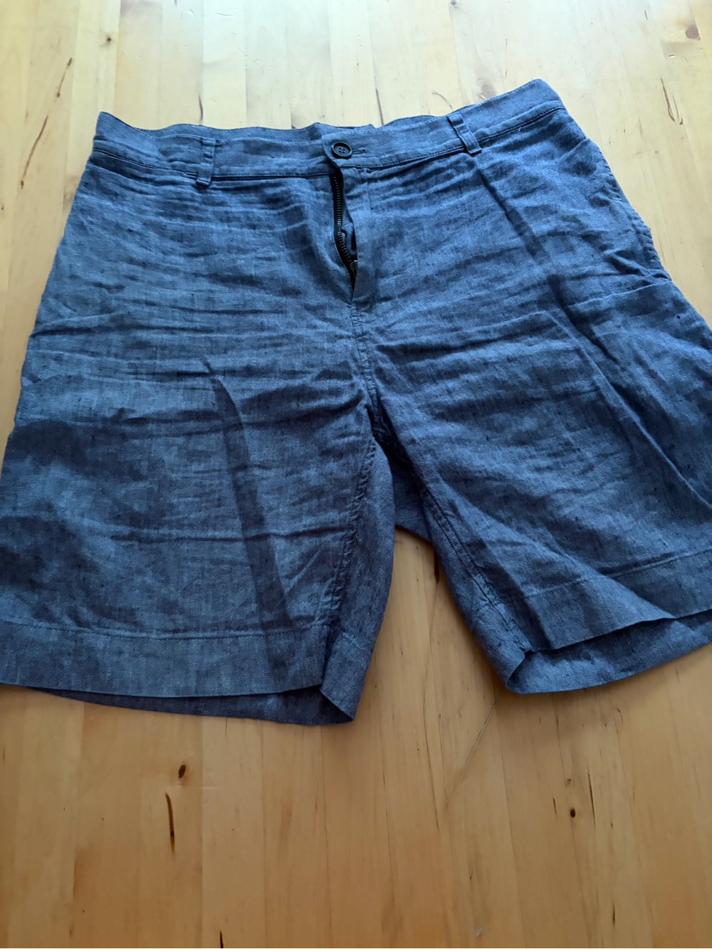 Billy Reid Navy Chambray Flat-Front Shorts
